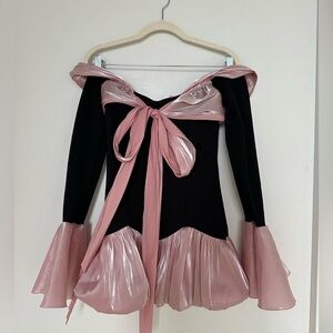 Black mini dress with bow DollsKill